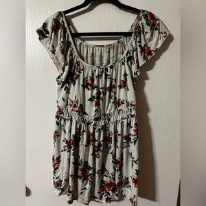 Torrid floral jersey babydoll flutter sleeve top